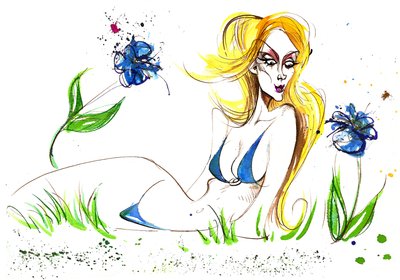 Signos del Zodiaco: Virgo campanilla azul (de una serie de caricaturas de moda, una para cada signo del zodiaco) de Neale Osborne